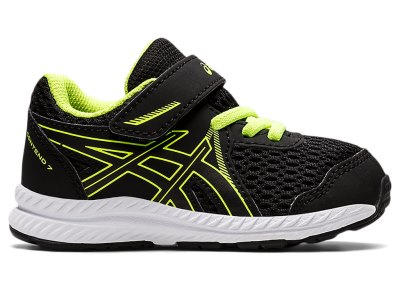 Kids' Asics Contend 7 Running Shoes Black/Hazard Green Canada | CA2484-535