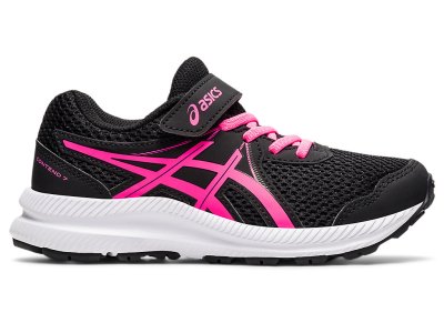 Kids' Asics Contend 7 Running Shoes Black/Hot Pink Canada | CA4829-054