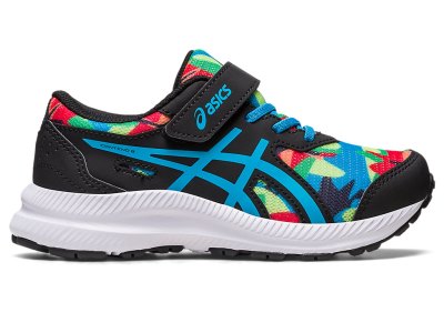 Kids' Asics Contend 8 Sports Shoes Black/Island Blue Canada | CA7286-346