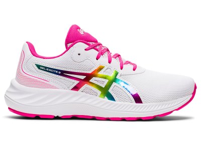 Kids' Asics Gel-eXCite 9 Sports Shoes White/Pink Glo Canada | CA4489-159