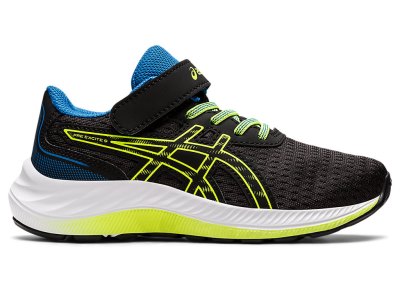 Kids' Asics PRE EXCite 9 Sports Shoes Black/Hazard Green Canada | CA5447-526