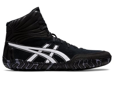 Men's Asics Aggressor 5 Wrestling Shoes Black/White Canada | CA3592-757