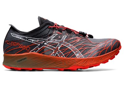 Men's Asics Fujispeed Trail Running Shoes Black/Cherry Tomato Canada | CA3063-035