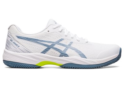 Men's Asics Gel-game 9 Clay/Oc Tennis Shoes White/Steel Blue Canada | CA2946-126