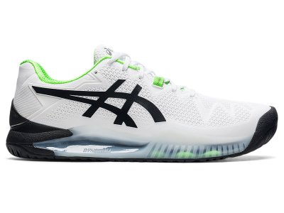 Men's Asics Gel-resolution 8 (2E) Tennis Shoes White/Green Gecko Canada | CA5008-716