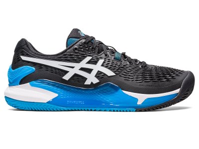 Men's Asics Gel-resolution 9 Clay Tennis Shoes Black/White Canada | CA6328-396