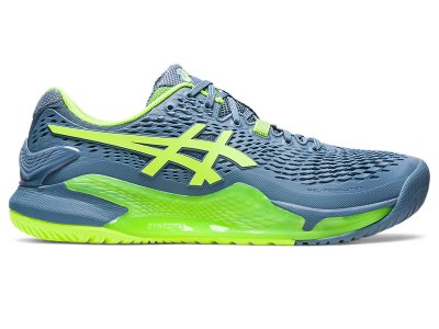 Men's Asics Gel-resolution 9 Tennis Shoes Steel Blue/Hazard Green Canada | CA8366-117