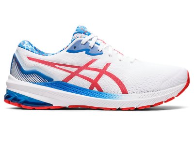 Men's Asics Gt-1000 11 Running Shoes White/Electric Red Canada | CA2636-017