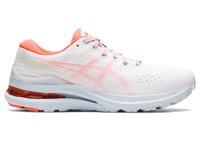 Women's Asics Gel-kayano 28 Running Shoes White/Flash Coral Canada | CA4652-453