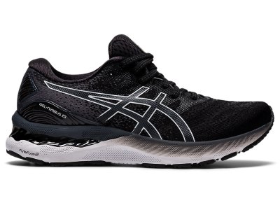 Women's Asics Gel-nimbus 23 (D) Running Shoes Black/White Canada | CA0021-496