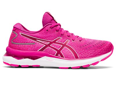 Women's Asics Gel-nimbus 24 Running Shoes Fuchsia Red/White Canada | CA0136-739