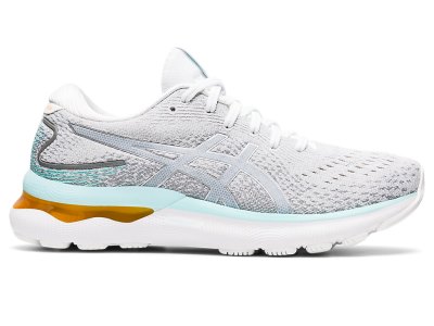 Women's Asics Gel-nimbus 24 Running Shoes White/Pure Silver Canada | CA2067-264