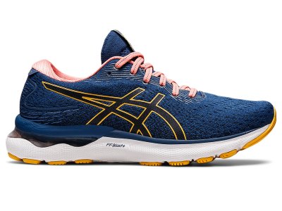 Women's Asics Gel-nimbus 24 Running Shoes Midnight Blue/Tiger Yellow Canada | CA3946-435