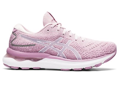 Women's Asics Gel-nimbus 24 Running Shoes Barely Rose/White Canada | CA6410-093