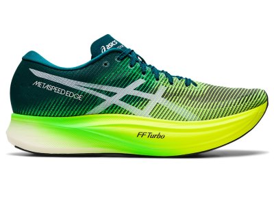 Women's Asics Metaspeed Edge+ Running Shoes Velvet Pine/Safety Yellow Canada | CA2443-445