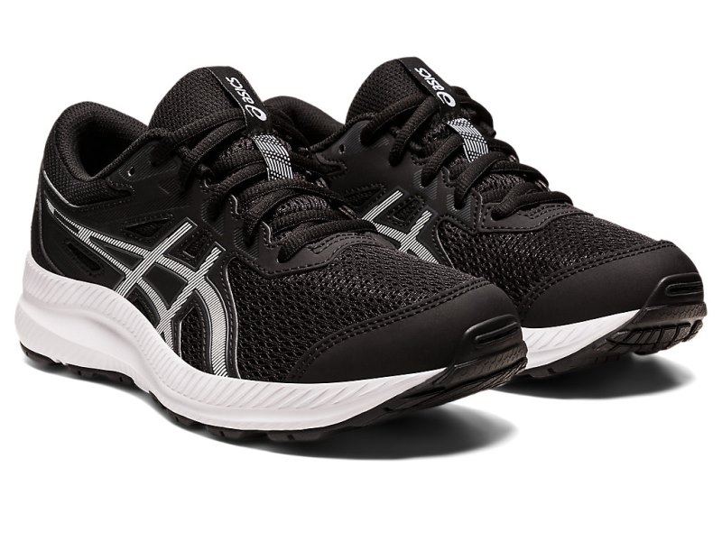 Kids' Asics Contend 8 Sports Shoes Black/White Canada | CA1139-531