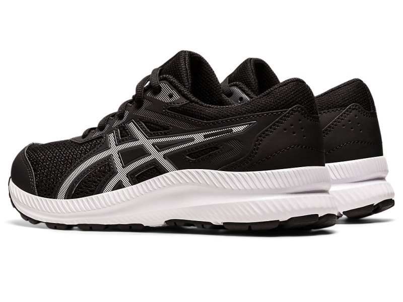 Kids' Asics Contend 8 Sports Shoes Black/White Canada | CA1139-531