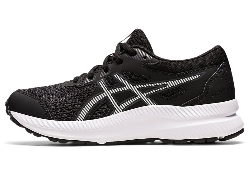 Kids' Asics Contend 8 Sports Shoes Black/White Canada | CA1139-531