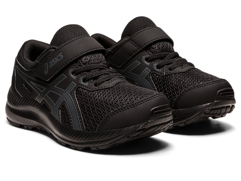 Kids' Asics Contend 8 Sports Shoes Black/Carrier Grey Canada | CA8487-153