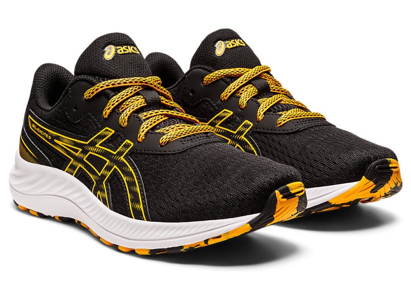 Kids' Asics Gel-eXCite 9 Sports Shoes Black/Amber Canada | CA1690-846