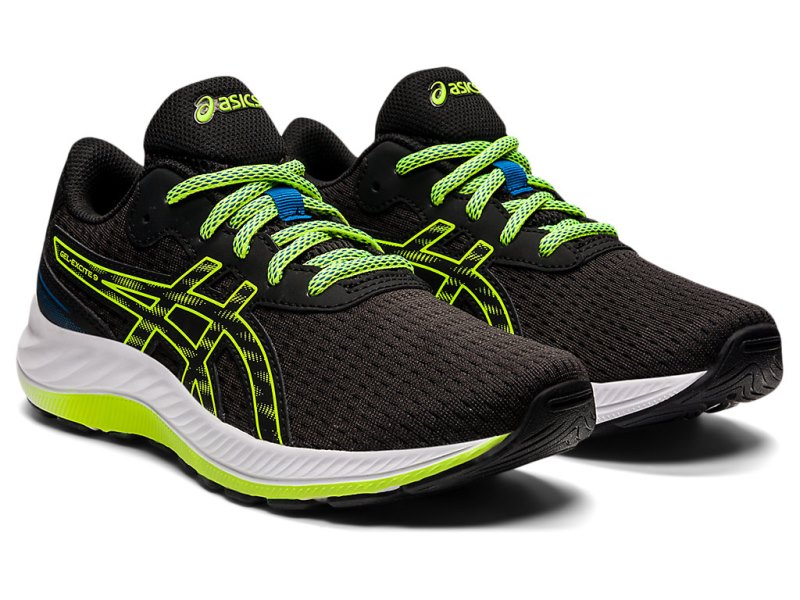 Kids' Asics Gel-eXCite 9 Sports Shoes Black/Hazard Green Canada | CA6103-527