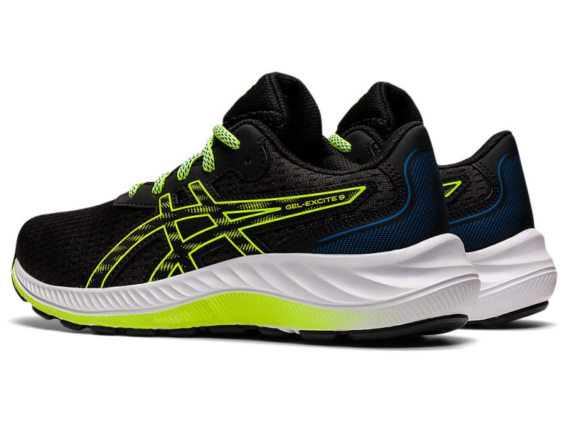 Kids' Asics Gel-eXCite 9 Sports Shoes Black/Hazard Green Canada | CA6103-527