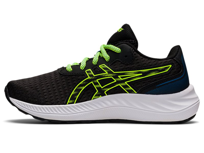 Kids' Asics Gel-eXCite 9 Sports Shoes Black/Hazard Green Canada | CA6103-527