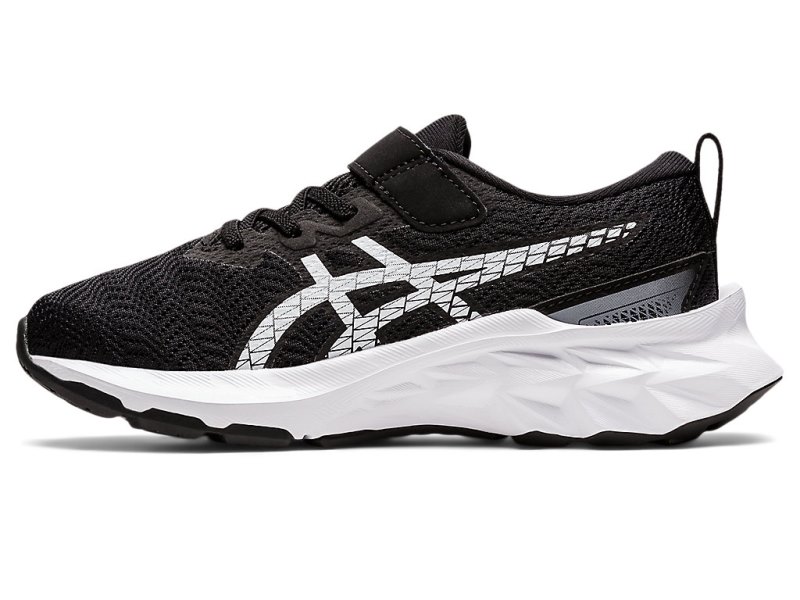 Kids' Asics Novablast 2 Sports Shoes Black/White Canada | CA8187-102