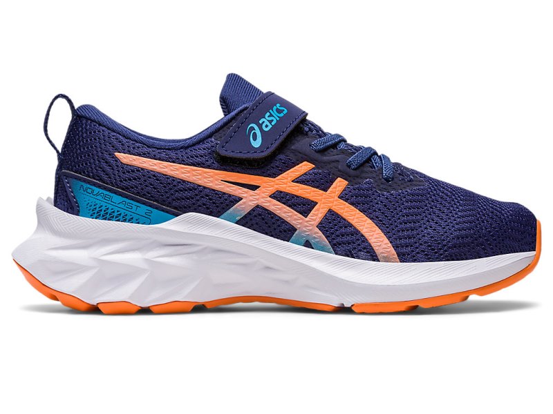 Kids\' Asics Novablast 2 Sports Shoes Indigo Blue/Sun Peach Canada | CA7970-983