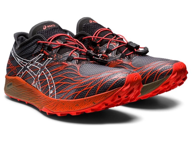 Men's Asics Fujispeed Trail Running Shoes Black/Cherry Tomato Canada | CA3063-035