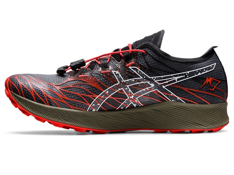 Men's Asics Fujispeed Trail Running Shoes Black/Cherry Tomato Canada | CA3063-035