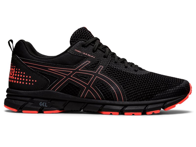 Men\'s Asics Gel-33 Running Shoes Black/Flash Coral Canada | CA2046-905