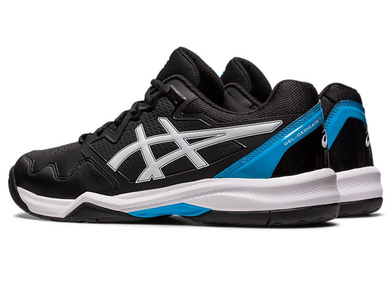 Men's Asics Gel-dedicate 7 Tennis Shoes Black/Island Blue Canada | CA9033-447