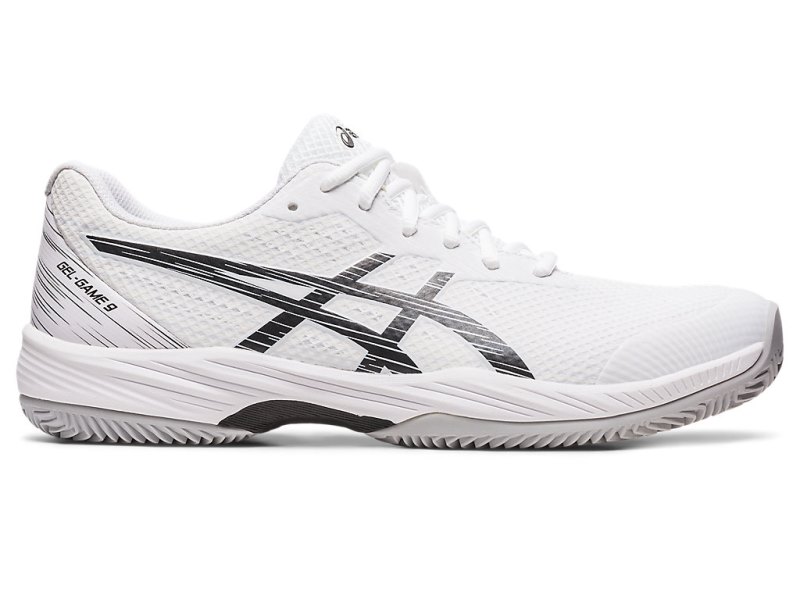 Men\'s Asics Gel-game 9 Clay/Oc Tennis Shoes White/Black Canada | CA1130-766