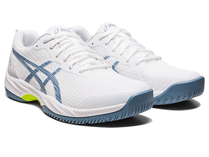 Men's Asics Gel-game 9 Tennis Shoes White/Steel Blue Canada | CA5809-923