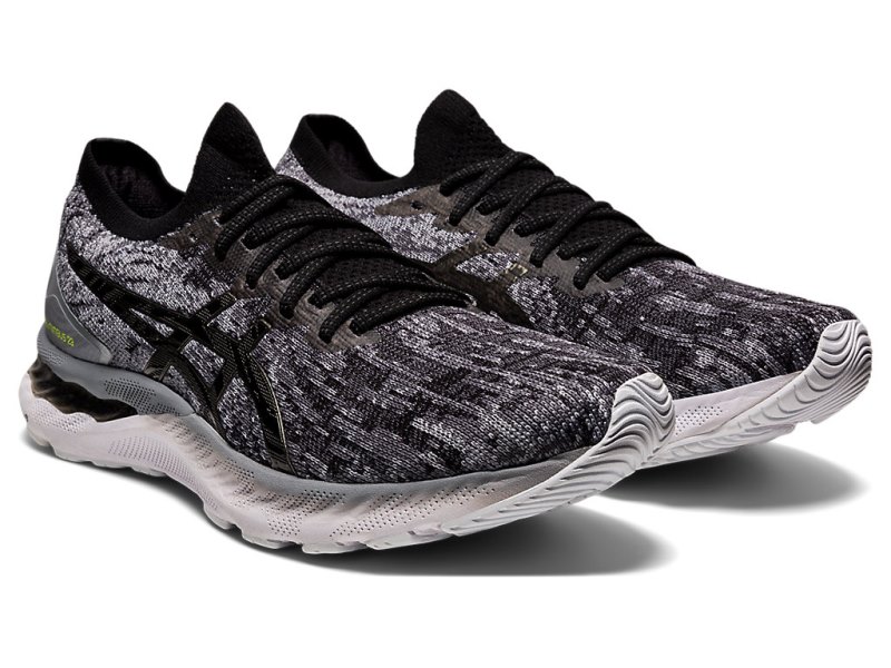 Men's Asics Gel-nimbus 23 Knit Running Shoes Sheet Rock/Black Canada | CA6521-726