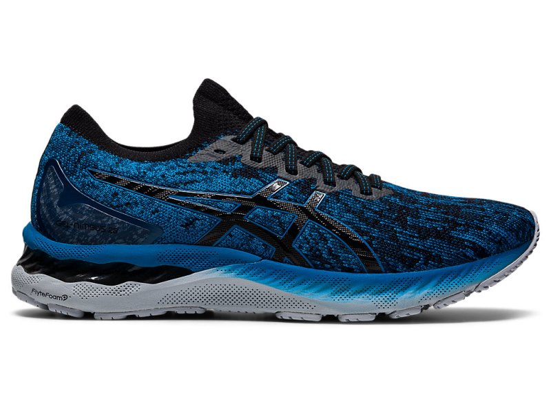 Men\'s Asics Gel-nimbus 23 Knit Running Shoes Reborn Blue/Black Canada | CA8161-506