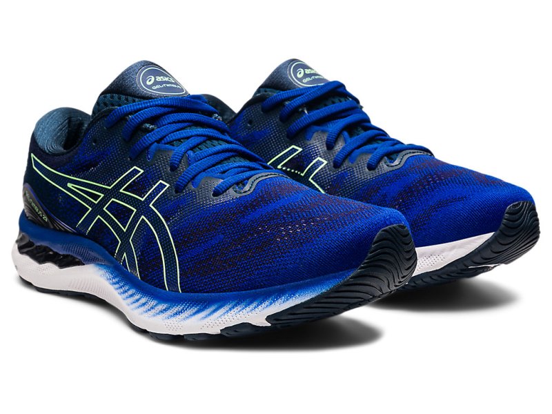 Men's Asics Gel-nimbus 23 Running Shoes Monaco Blue/Bright Lime Canada | CA4919-152