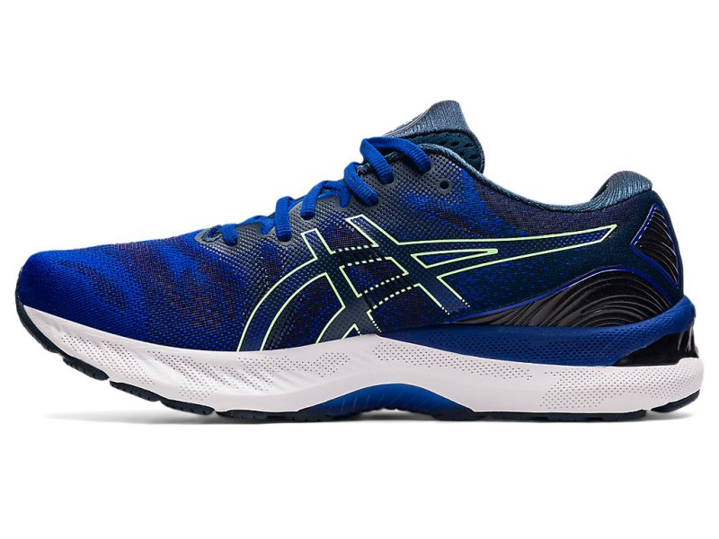 Men's Asics Gel-nimbus 23 Running Shoes Monaco Blue/Bright Lime Canada | CA4919-152