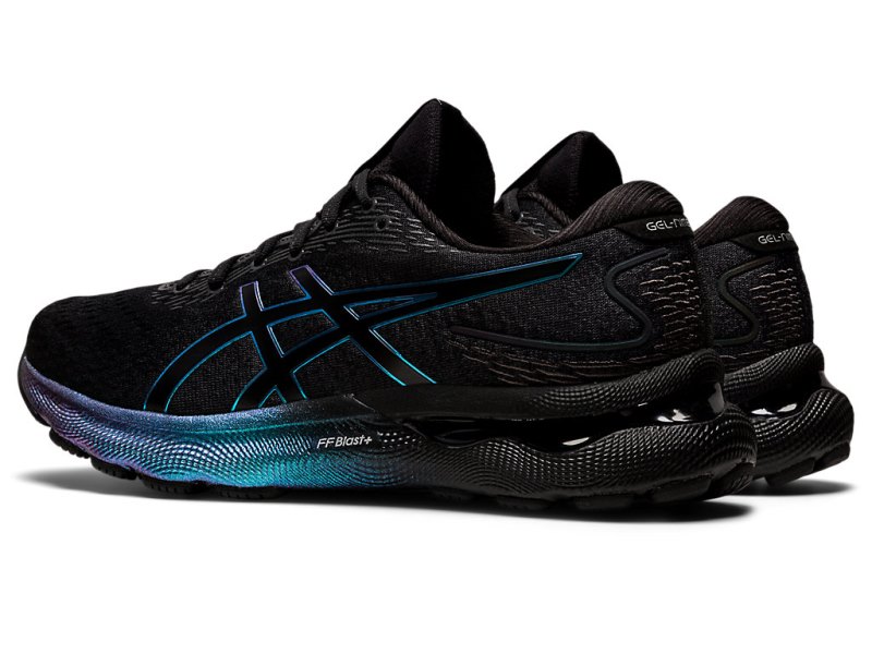 Men's Asics Gel-nimbus 24 Platinum Running Shoes Black/Black Canada | CA4530-881