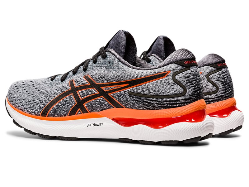 Men's Asics Gel-nimbus 24 Running Shoes Sheet Rock/Shocking Orange Canada | CA5037-139