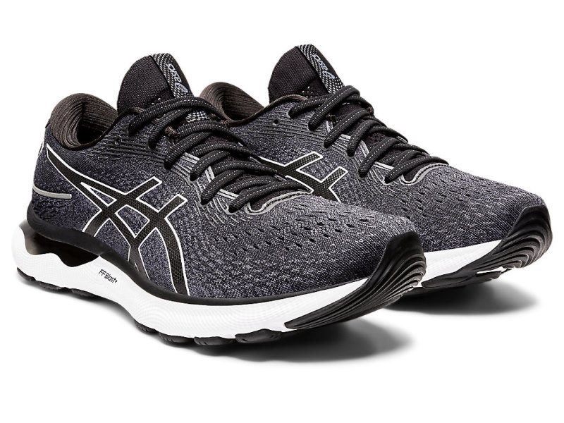 Men's Asics Gel-nimbus 24 Running Shoes Black/White Canada | CA6848-906