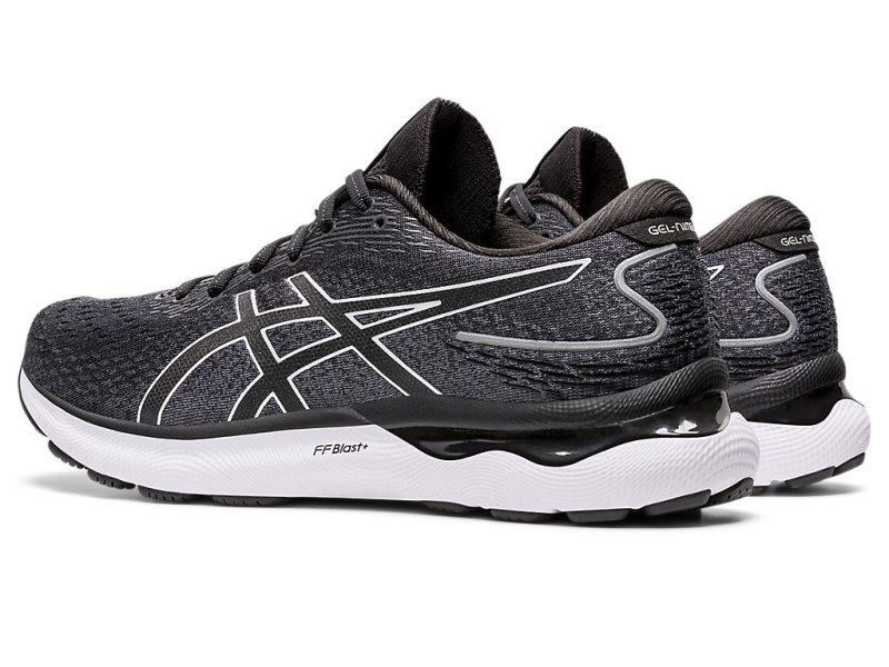 Men's Asics Gel-nimbus 24 Running Shoes Black/White Canada | CA6848-906