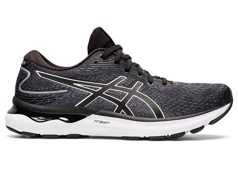 Men\'s Asics Gel-nimbus 24 Running Shoes Black/White Canada | CA6848-906