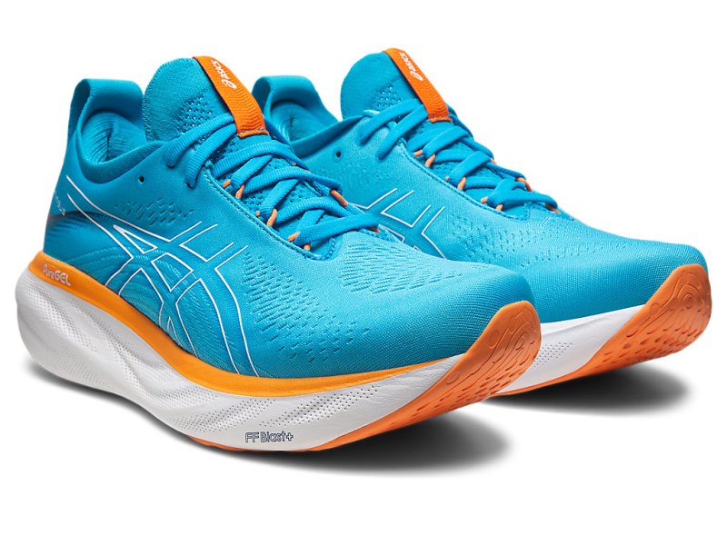 Men's Asics Gel-nimbus 25 Running Shoes Island Blue/Sun Peach Canada | CA1981-533