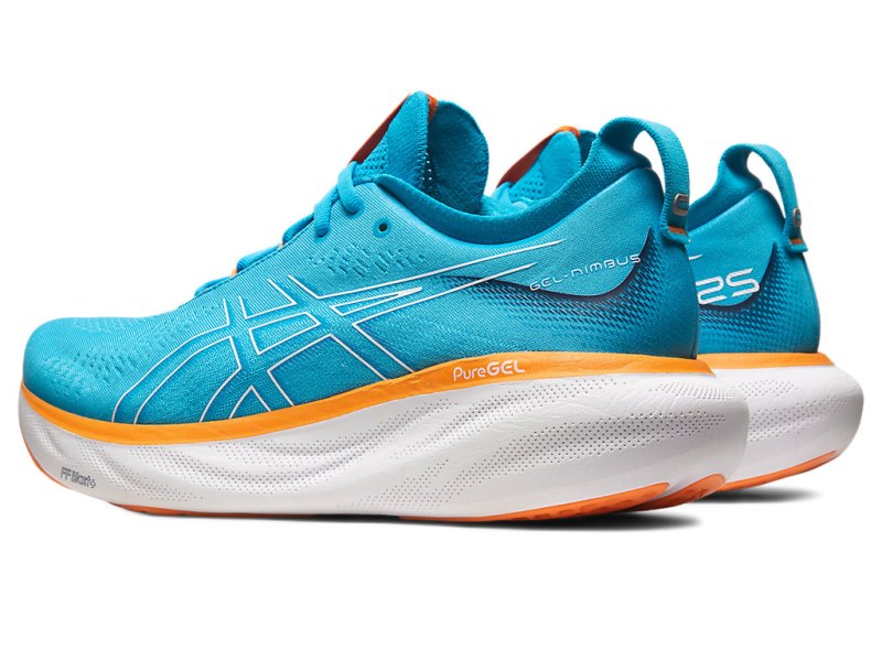 Men's Asics Gel-nimbus 25 Running Shoes Island Blue/Sun Peach Canada | CA1981-533