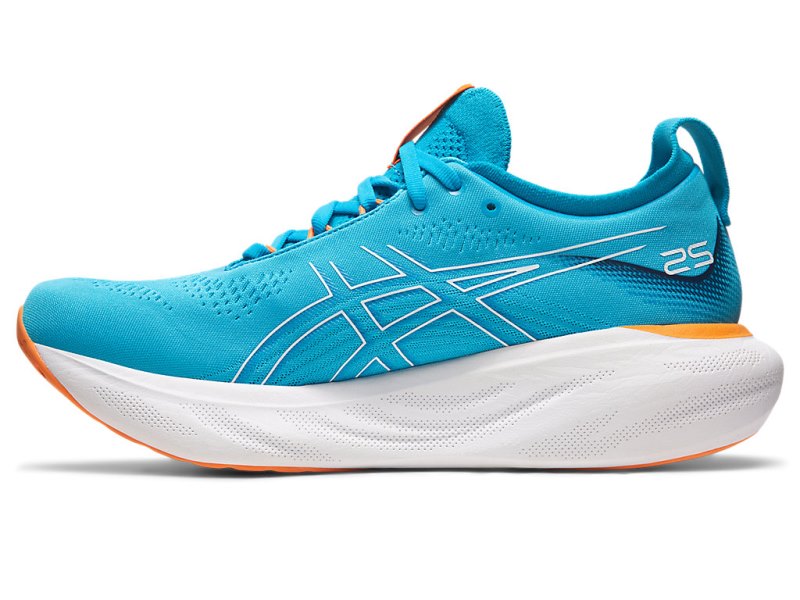 Men's Asics Gel-nimbus 25 Running Shoes Island Blue/Sun Peach Canada | CA1981-533