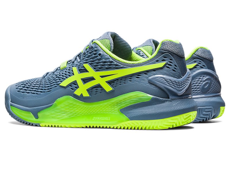 Men's Asics Gel-resolution 9 Clay Tennis Shoes Steel Blue/Hazard Green Canada | CA4194-716