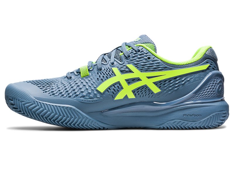 Men's Asics Gel-resolution 9 Clay Tennis Shoes Steel Blue/Hazard Green Canada | CA4194-716