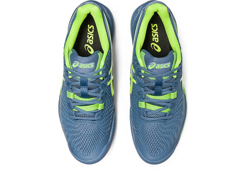 Men's Asics Gel-resolution 9 Clay Tennis Shoes Steel Blue/Hazard Green Canada | CA4194-716